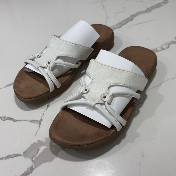 A2 By Aerosoles | Women's Wip Current Slip On Slide White Faux Leather Sandals 8 - Picture 1 of 10